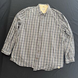 Carhartt Long Sleeve Button Up Shirt Relaxed Fit Mens 3XL Tall Navy Plaid